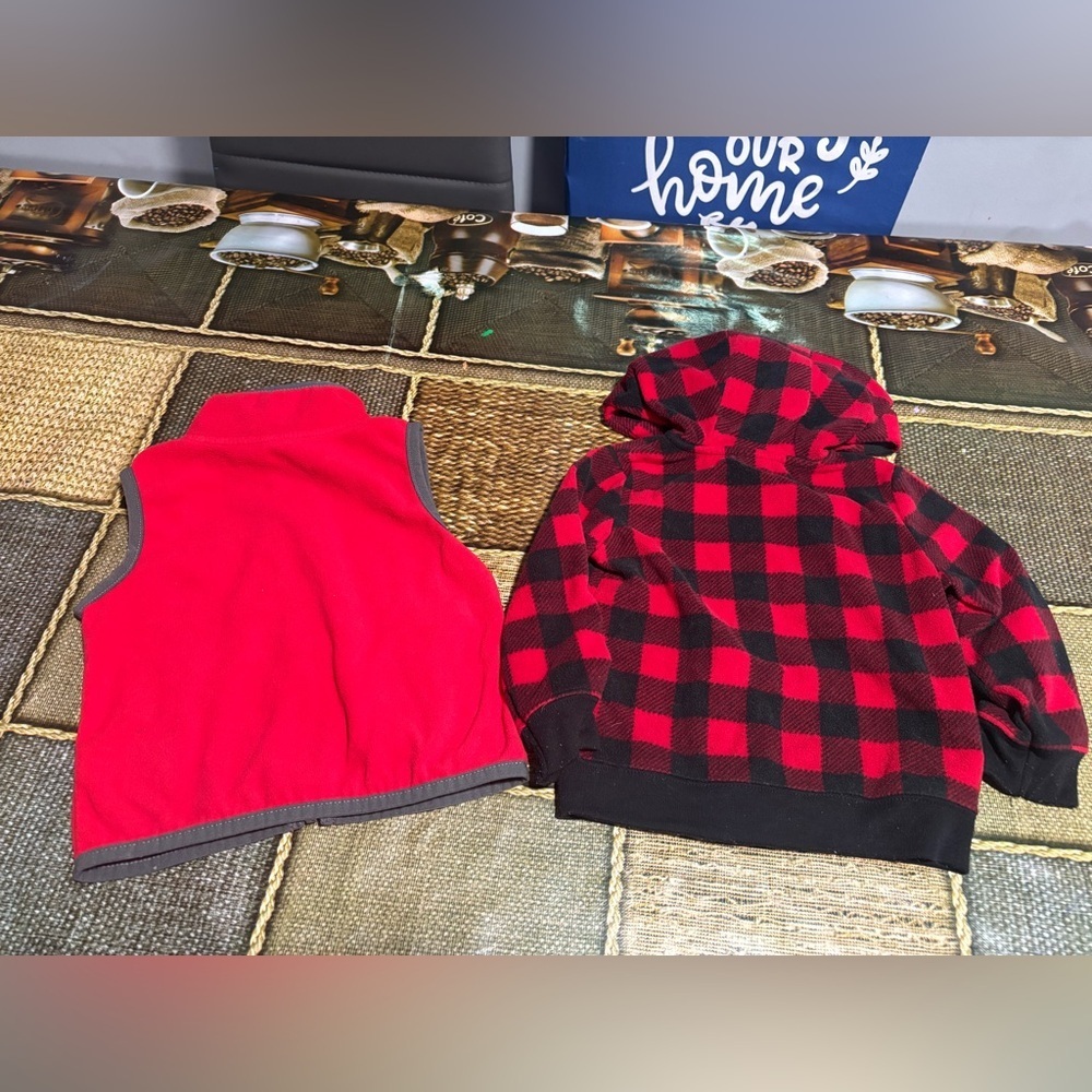 Carter's Red Vest and Black Checkered Hoodie Set - Picture 7 of 7